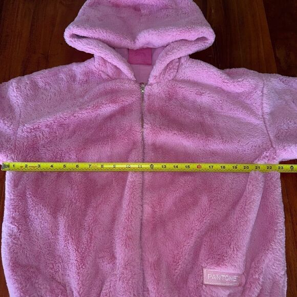 Forever 21 Pantone plush pink fuzzy zip jacket with 2 pockets EUC - Picture 8 of 10